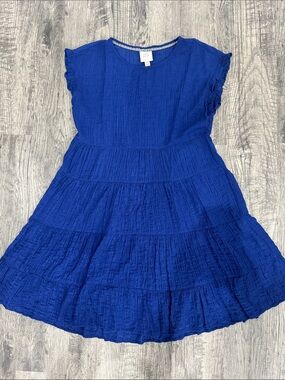 Knox Rose Navy Blue Tiered Cotton Gauze Dress